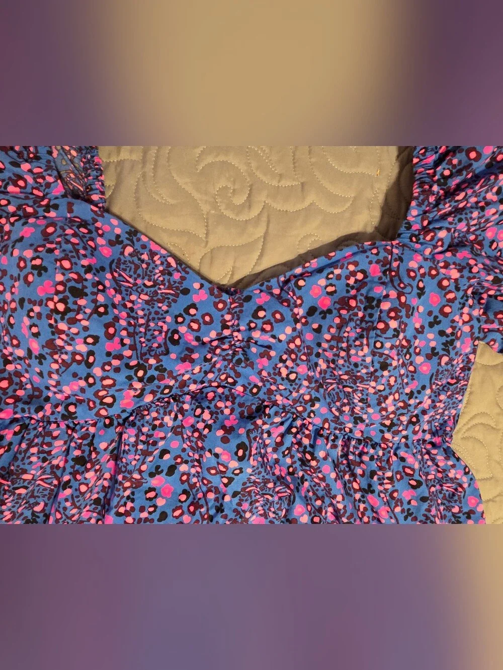 Lilly Pulitzer Preslee Babydoll Top Sz 14 Blue Flare Growl And Prowl.